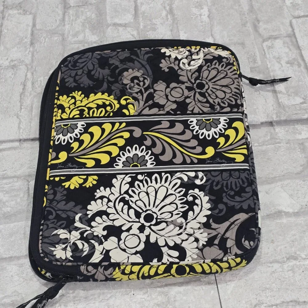 Vera Bradley Tablet‎ / Laptop Cover Case Baroque Quilted Black & Yellow Sleeve